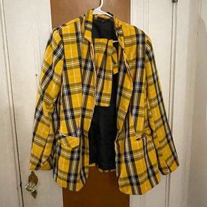 Fashion Nova Yellow Plaid Jacket and Skirt